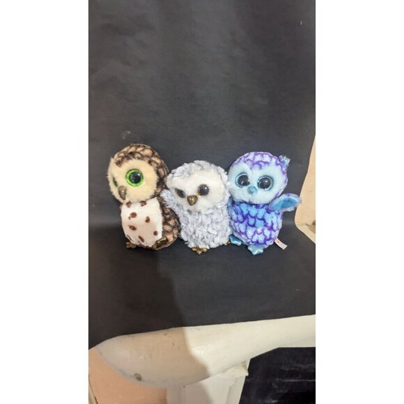 Ty Beanie Boos Owlette Sammy Oscar Plush Owl Trio 6" Stuffed animal toy birds - Picture 4 of 7